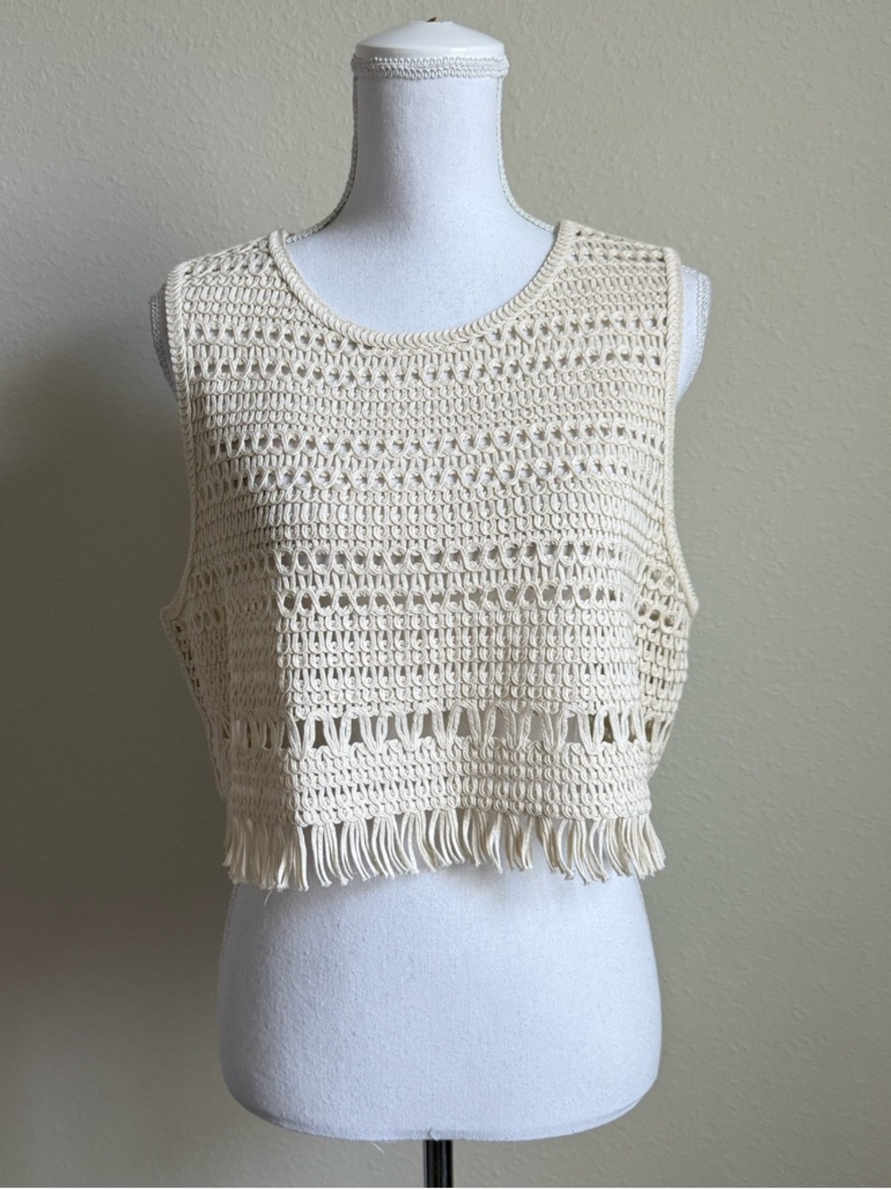 H&M Crochet Crop Tank Top - Cream
